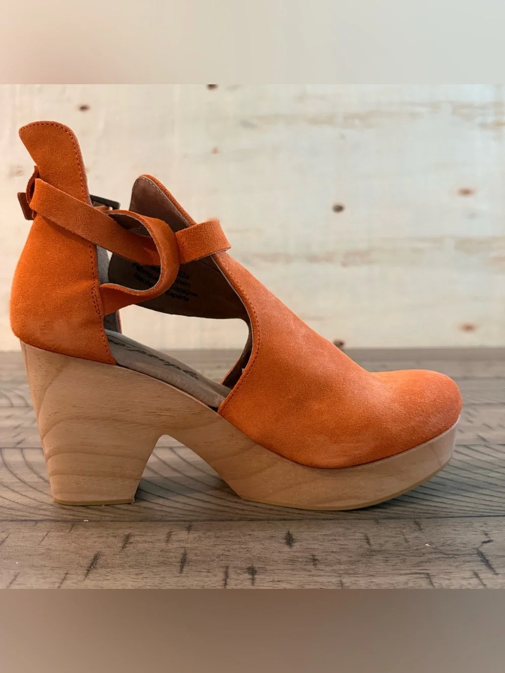 New Free People Cedar Leather Platform Clogs Tomato US 8.5 EU 39